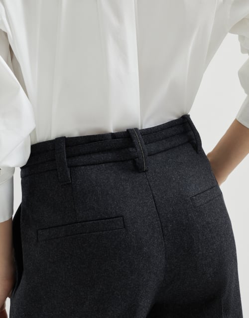 Pantalone Straight Crop Lignite Donna - Brunello Cucinelli