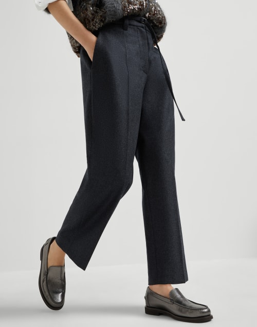 Pantalone Straight Crop Lignite Donna - Brunello Cucinelli