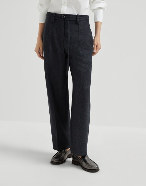Straight Crop trousers Lignite Grey Woman - Brunello Cucinelli
