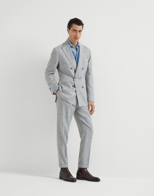 威尔士格纹西装套装 浅灰 男款 - Brunello Cucinelli