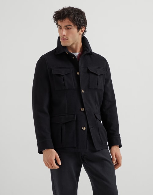 耐水加工 サファリジャケット ブラック メンズ - Brunello Cucinelli