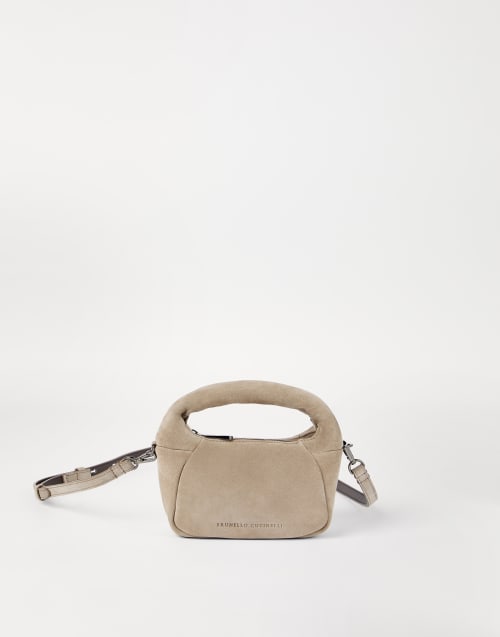 Mini suede BC Duo Hobo bag Light Grey Woman - Brunello Cucinelli
