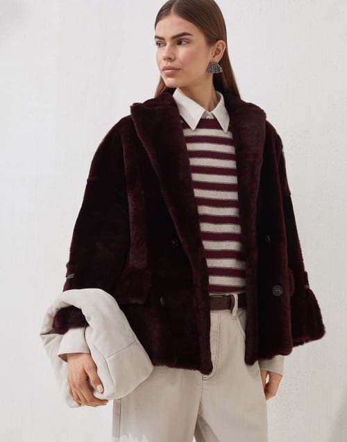 Petit sac Hobo BC Duo en daim Écru Femme - Brunello Cucinelli