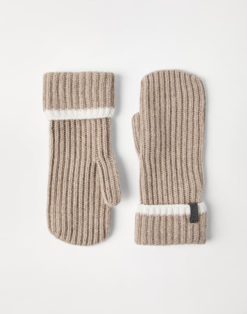 羊绒针织连指手套 浅棕色 女款 - Brunello Cucinelli