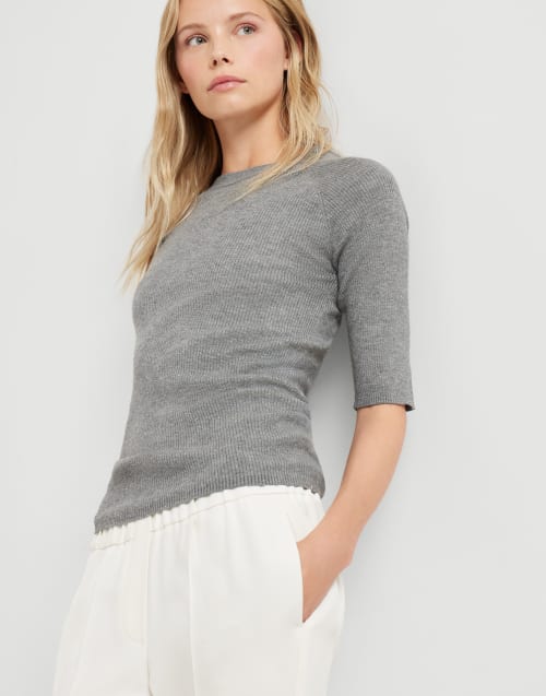 Sparkling cashmere sweater Lead Woman - Brunello Cucinelli