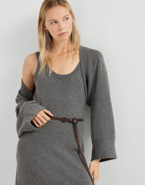 Cashmere double knit shrug Lead Woman - Brunello Cucinelli