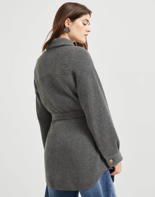 Wool, cashmere and silk cardigan Lead Woman - Brunello Cucinelli