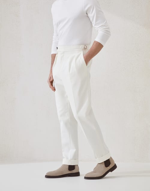 Pantalon coupe Tailor en gabardine Panama Homme - Brunello Cucinelli
