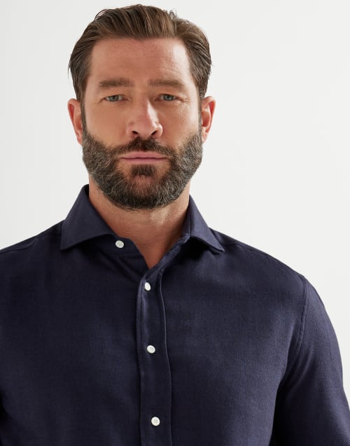 Camicia in flanella chevron Blu Navy Uomo - Brunello Cucinelli