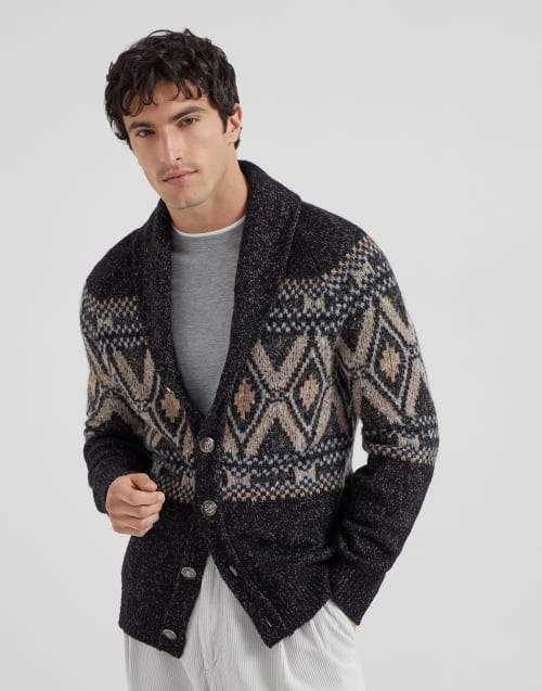 Cardigan with metal buttons Black Man - Brunello Cucinelli