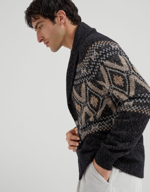 Cardigan with metal buttons Black Man - Brunello Cucinelli