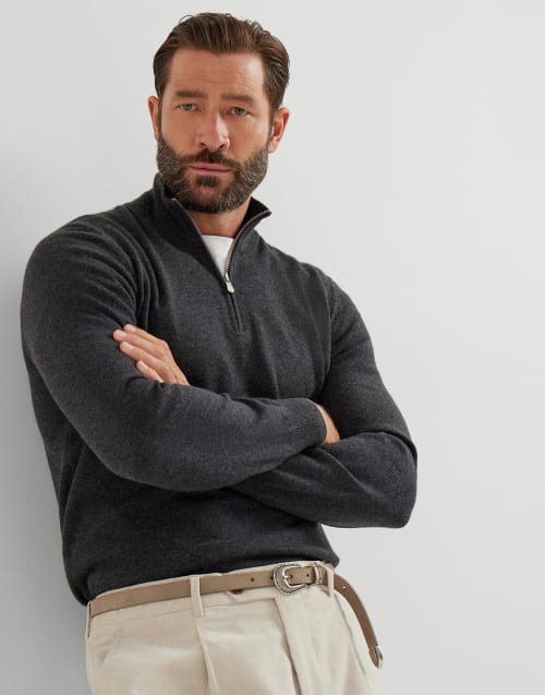 Cashmere sweater Charcoal Man - Brunello Cucinelli