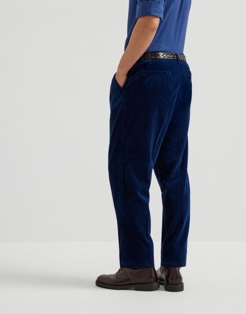 Corduroy leisure fit trousers Blue Man - Brunello Cucinelli