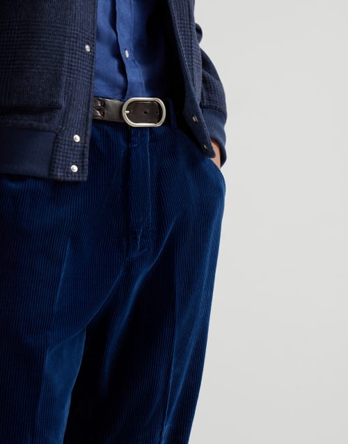 Corduroy leisure fit trousers Blue Man - Brunello Cucinelli