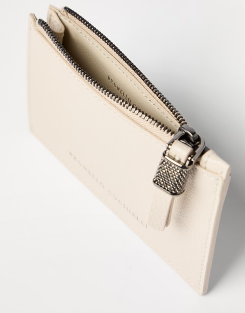 Leather card case with monili Ivory Woman - Brunello Cucinelli
