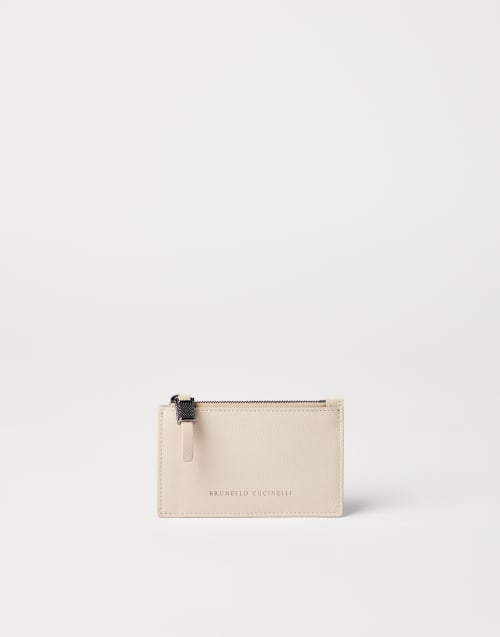 Leather card case with monili Ivory Woman - Brunello Cucinelli