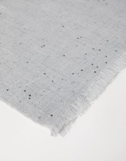 Cashmere and silk Diamond yarn scarf Light Grey Woman - Brunello Cucinelli