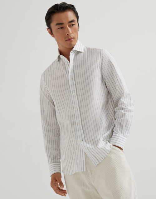 Bluse mit Streifenmuster Weiß Herren - Brunello Cucinelli