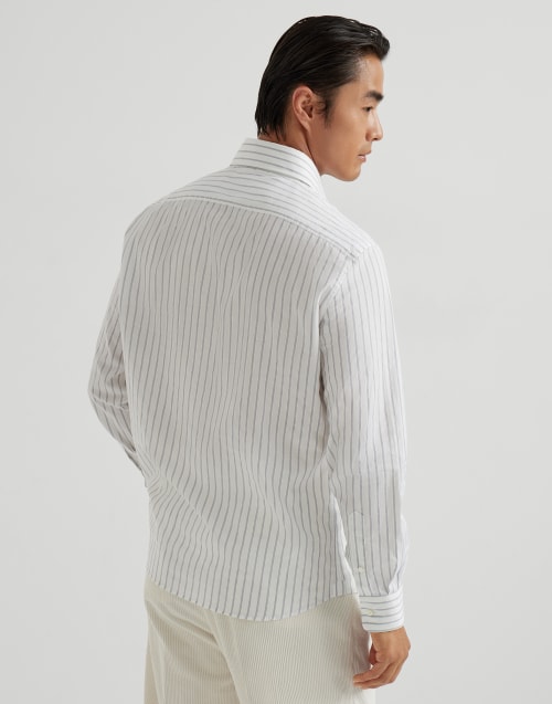 Bluse mit Streifenmuster Weiß Herren - Brunello Cucinelli