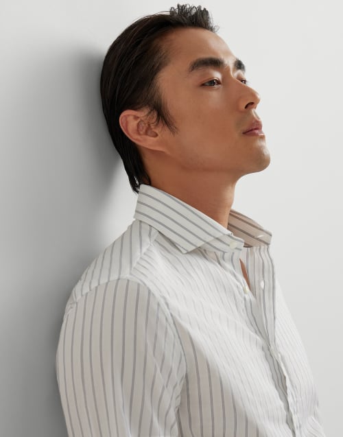 Bluse mit Streifenmuster Weiß Herren - Brunello Cucinelli