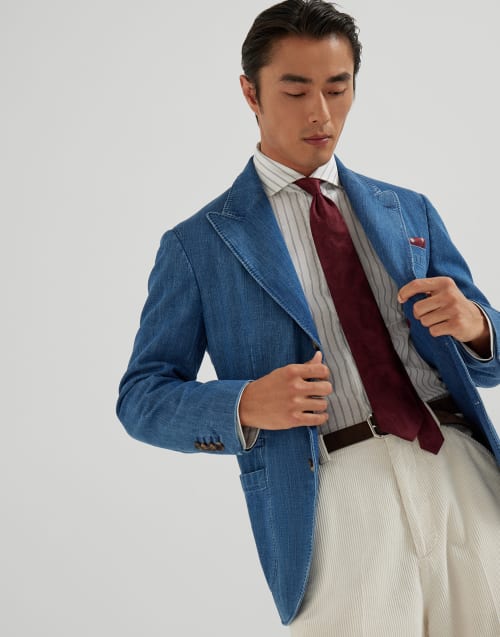 Bluse mit Streifenmuster Weiß Herren - Brunello Cucinelli