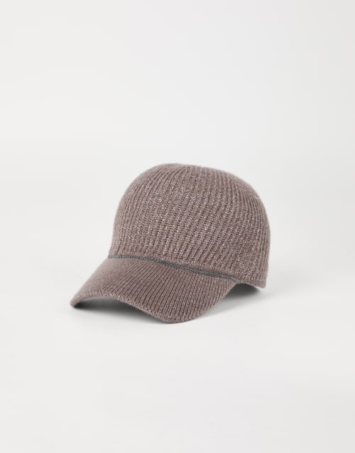 Sparkling baseball cap with monili Coffee Woman - Brunello Cucinelli