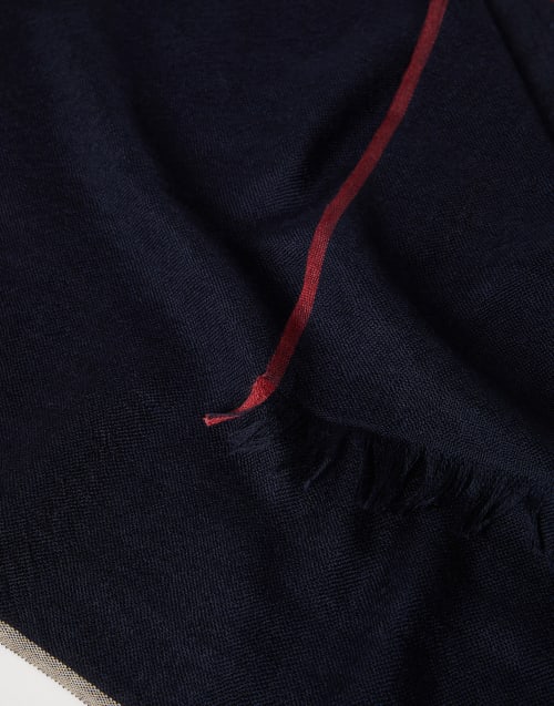 Scarf with selvedge Navy Blue Man - Brunello Cucinelli
