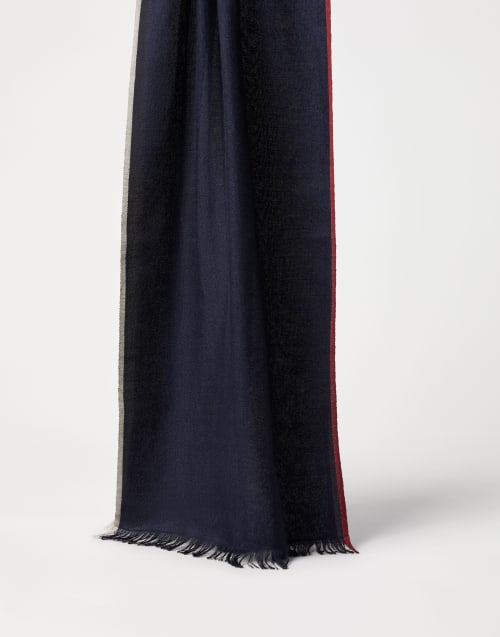 Scarf with selvedge Navy Blue Man - Brunello Cucinelli