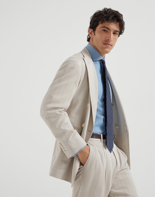 Hemd in Chambray Mittleres Jeansblau Herren - Brunello Cucinelli