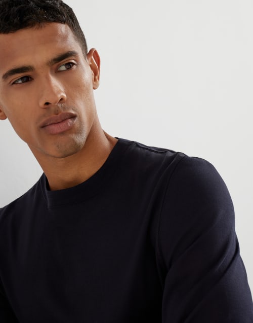 长袖T恤 蓝色 男款 - Brunello Cucinelli