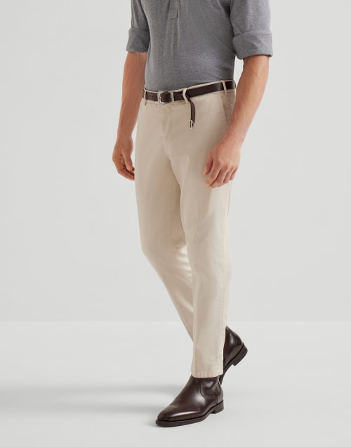 Gabardine garment dyed trousers Beige Man - Brunello Cucinelli