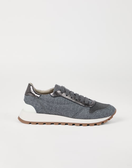 Flannel runners with monili Lead Woman - Brunello Cucinelli