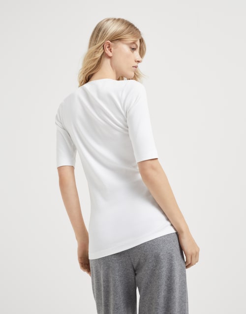Ribbed jersey T-shirt White Woman - Brunello Cucinelli