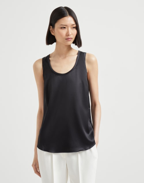 Top aus Satin Schwarz Damen - Brunello Cucinelli