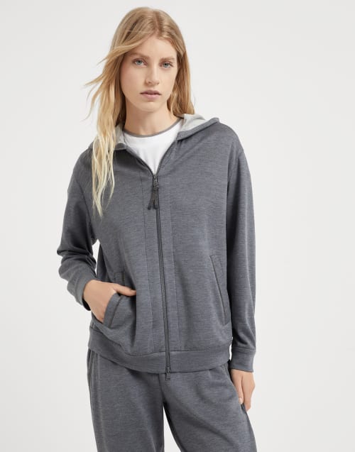 Sweatshirt with monili Dark Grey Woman - Brunello Cucinelli