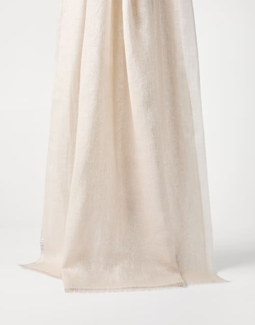 Cashmere and silk sparkling scarf Beige Woman - Brunello Cucinelli
