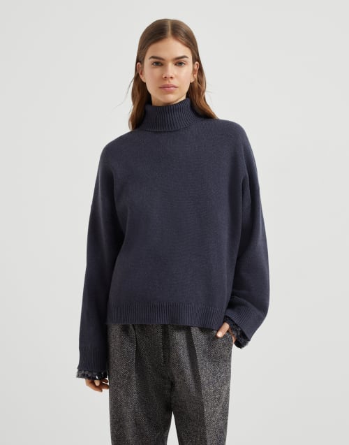 Turtleneck sweater Navy Blue Woman - Brunello Cucinelli