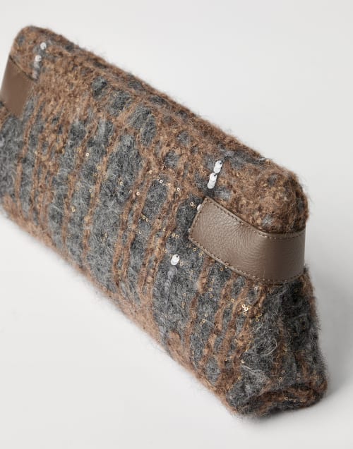 Borsa Pouch Essence con Dazzling Embroidery Marrone Donna - Brunello Cucinelli