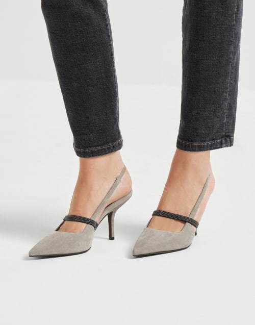 Suede heels Light Grey Woman - Brunello Cucinelli