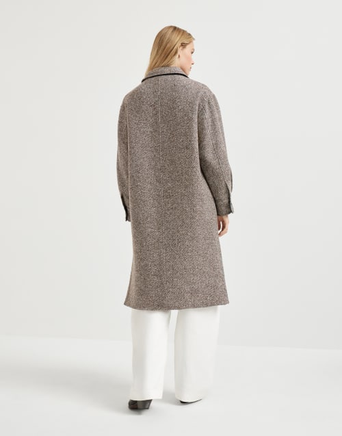 Mélange diagonal coat Light Brown Woman - Brunello Cucinelli