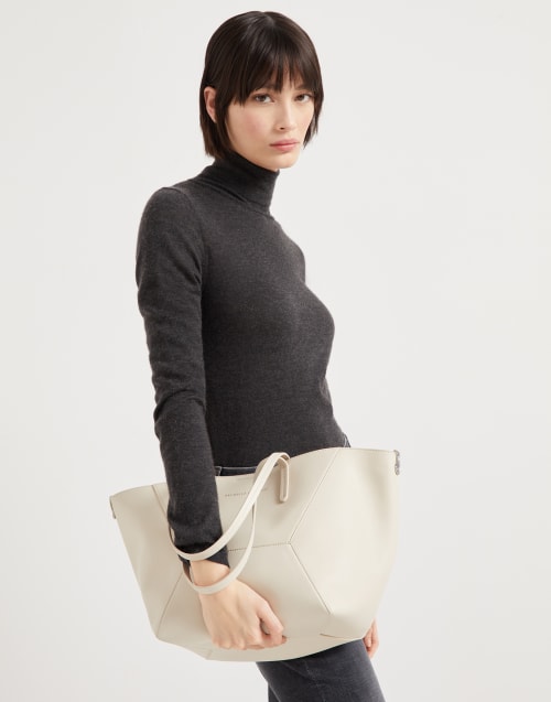 Calfskin small BC Duo bag Ivory Woman - Brunello Cucinelli