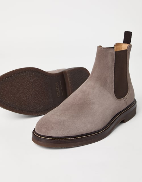 Suede Chelsea boots Light Brown Man - Brunello Cucinelli