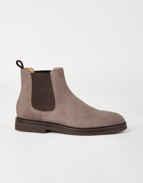 Suede Chelsea boots Light Brown Man - Brunello Cucinelli