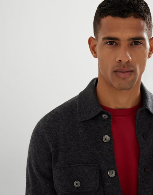 Cardigan im Hemdenstil Kohlschwarz Herren - Brunello Cucinelli