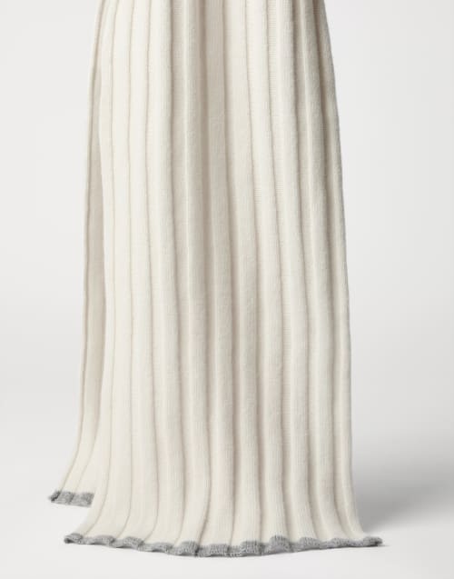 Rib knit scarf Ecru Man - Brunello Cucinelli