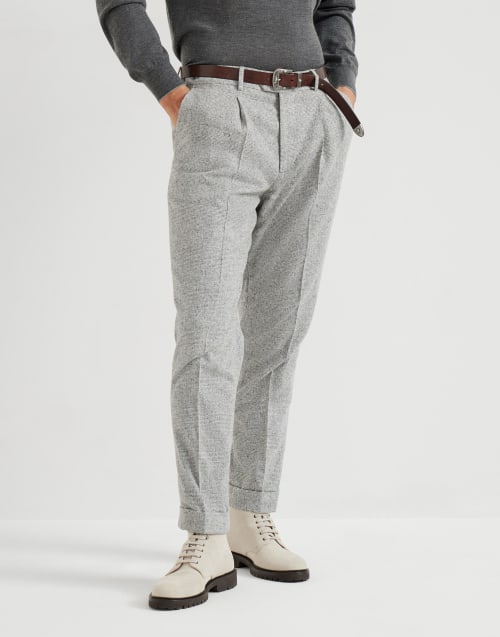 Prince of Wales trousers Light Grey Man - Brunello Cucinelli