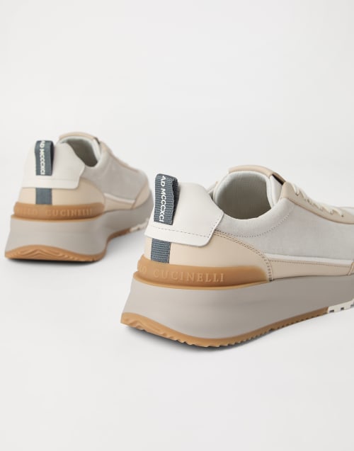 Suede and calfskin runners Chalk Man - Brunello Cucinelli