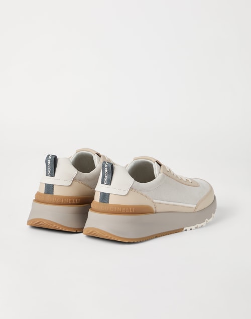 Suede and calfskin runners Chalk Man - Brunello Cucinelli
