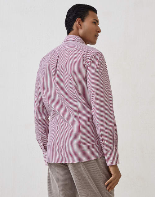 Striped poplin shirt Light Purple Man - Brunello Cucinelli