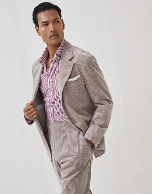 Striped poplin shirt Light Purple Man - Brunello Cucinelli